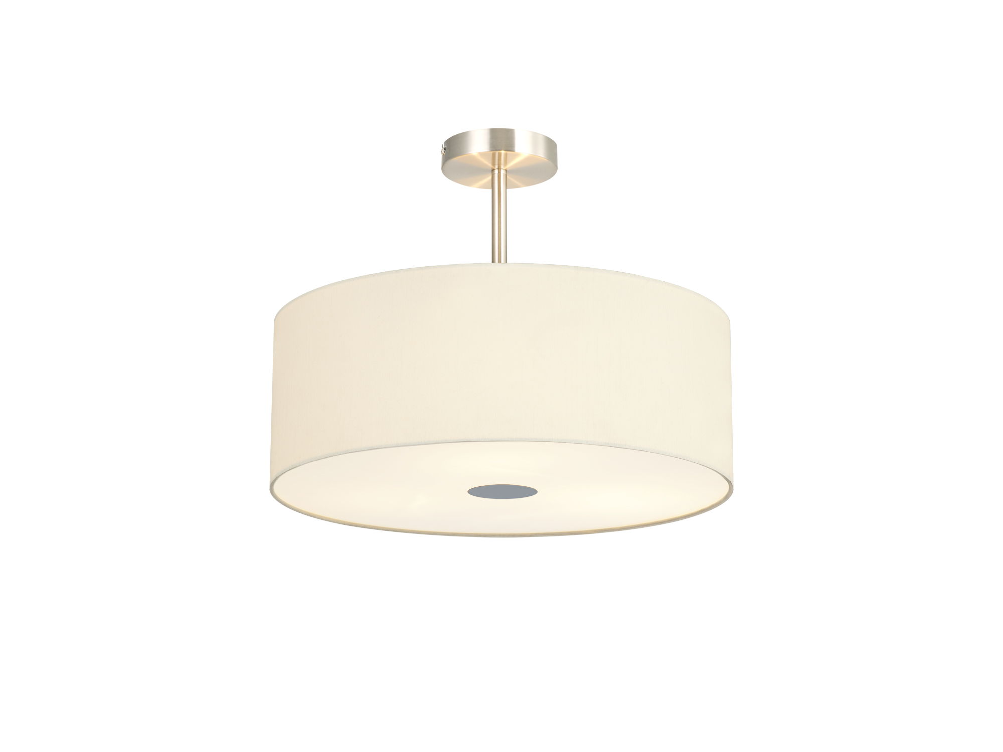 Baymont 50cm Semi Flush 3 Light Satin Nickel, Ivory Pearl, Frosted Diffuser